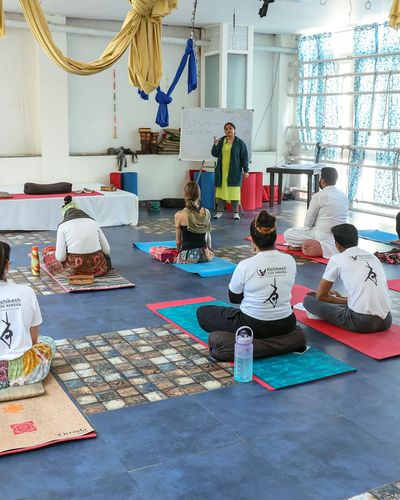 Professional yoga instructor in a peaceful environment